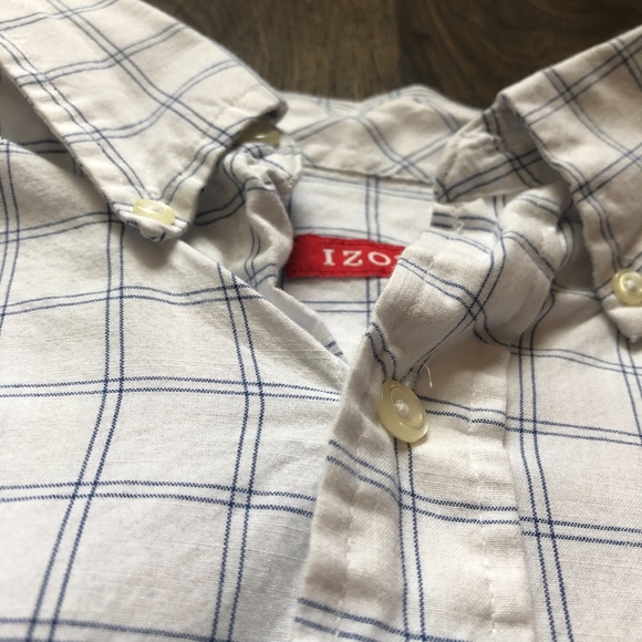 IZOD | White/Blue Windowpane Button Down Shirt szL - Picture 5 of 7